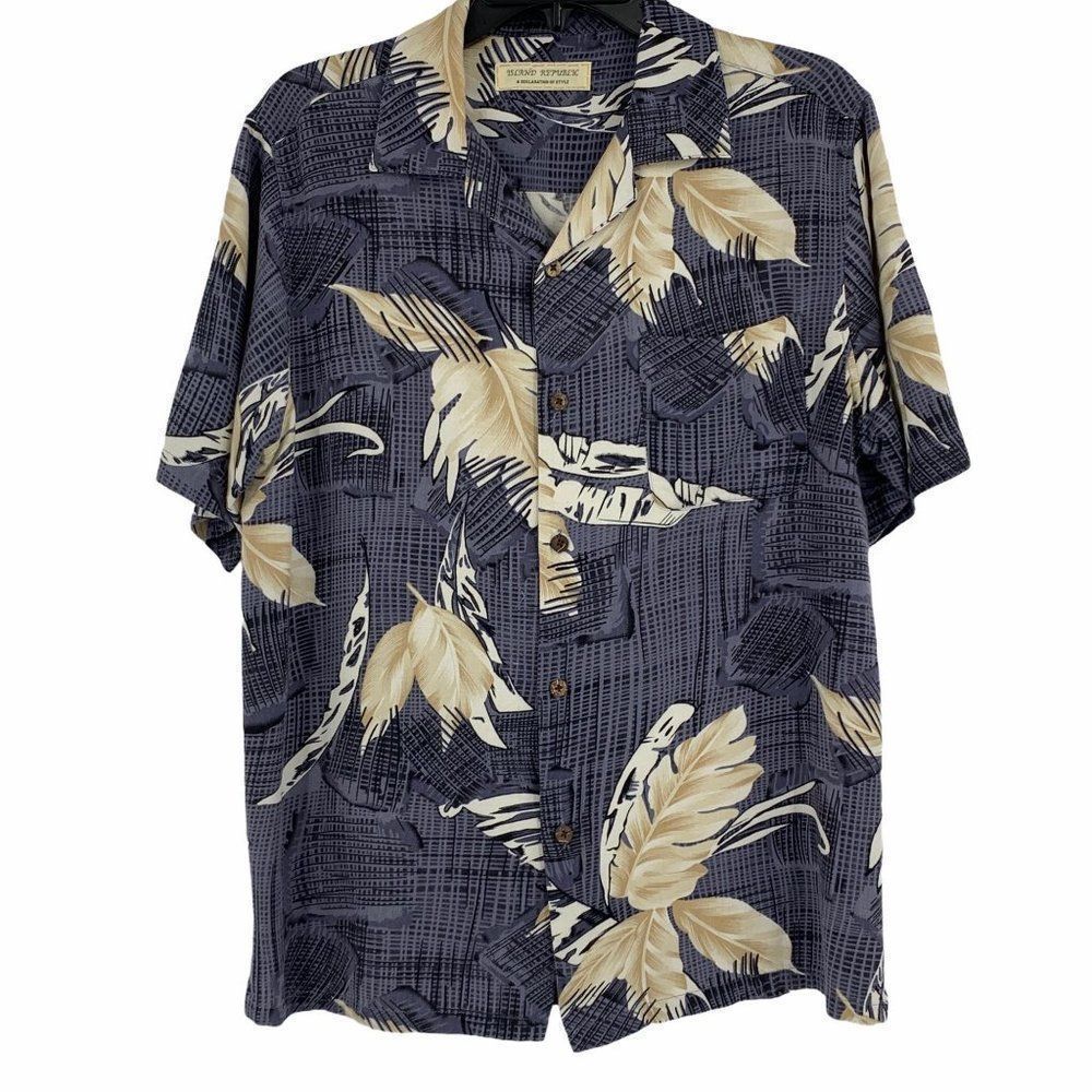 Island Republic Hawaiian Shirt 9541 L Tropical Mens EUC Summer